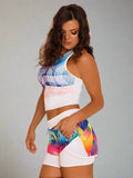 SPIDER-00 Patterned Double-Layer Sports Shorts – Women's Activewear