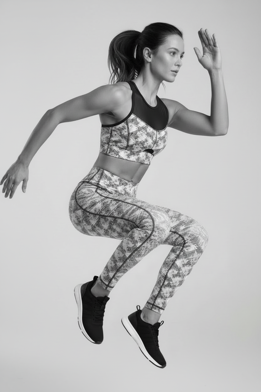 COLOR-14 Women's Sports Bra – Urban Camo Black & White Edition